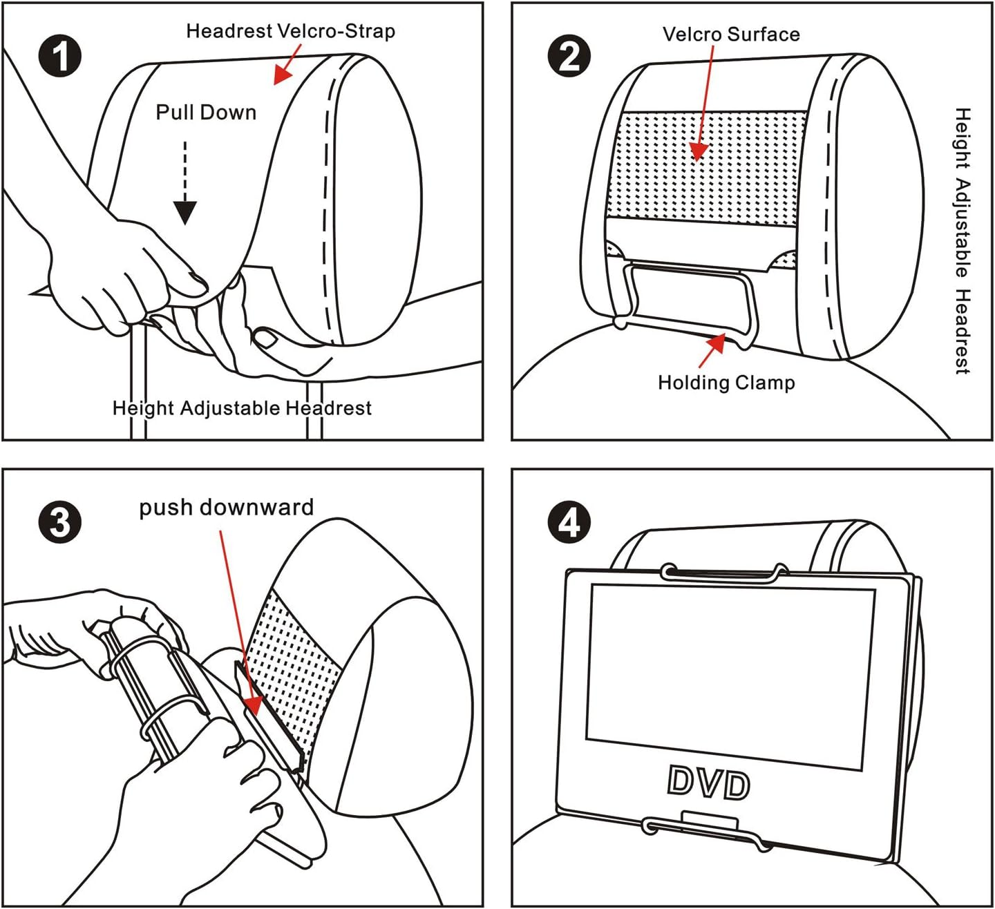 DVD Player Car Holder WANPOOL Car Headrest Mount Holder for Most 7 &ndash; 10 Inch Swivel Screen Style Portable DVD Players - 2 Pieces (DVD Player Is Not Included) image number 4