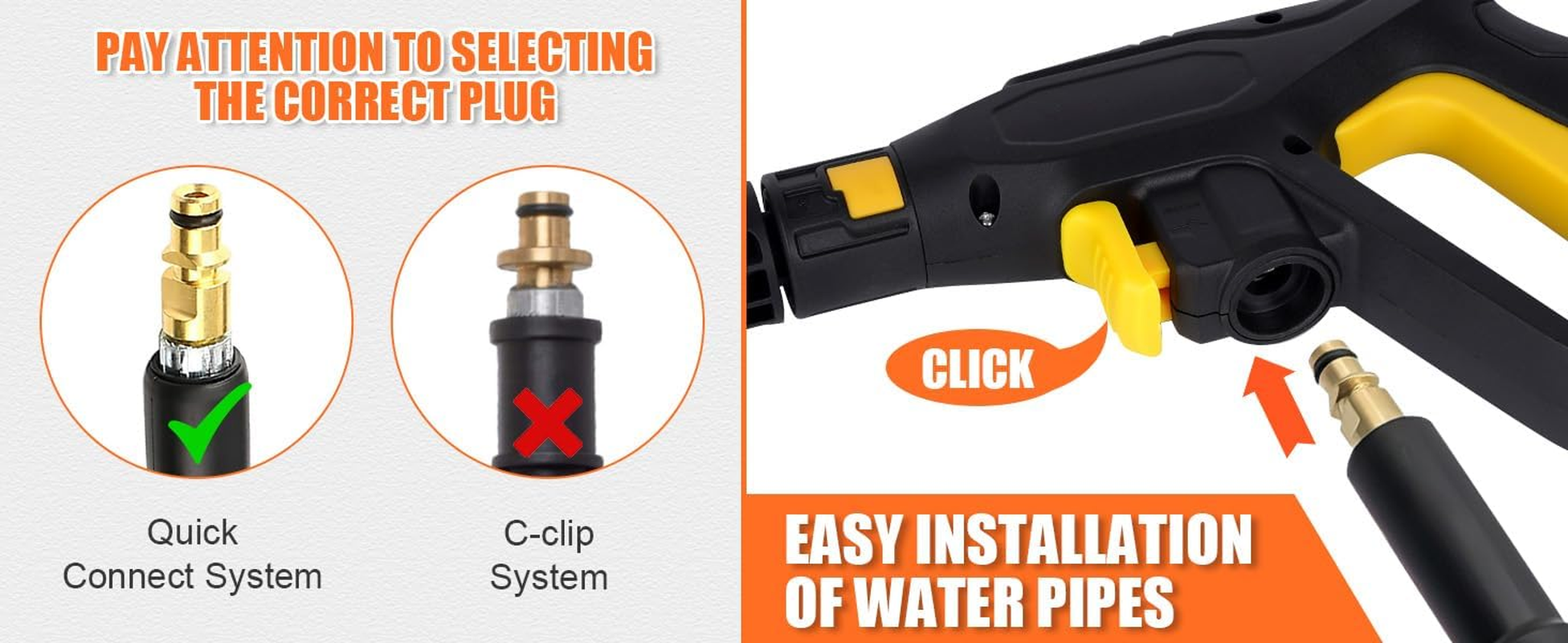 YUET Pressure Washer Quick Connect Trigger Gun with Wand Dirt Lance Adjustable Spray Nozzle, Fit for Karcher 2009 or Later K Series K2 K3 K4 K5 K7 Cleaning Hose Quick Release System, 2175PSI / 150Bar