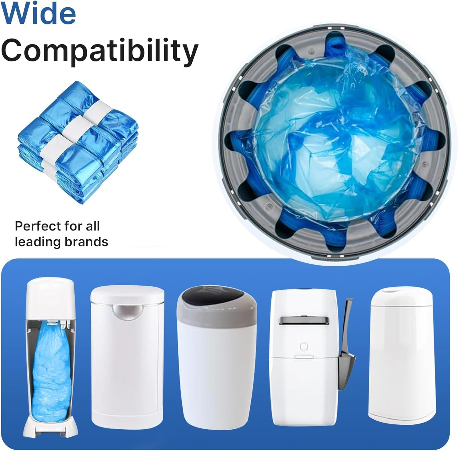 9 Pack 4.5 Meters Nappy Bin Refill Bags，Premium Quality Disposable Diaper Bags Designed to Reduce Leaks, Holds up to 2880 Diapers &ndash; Compatible with Diaper Pail Cassettes for All Models image number 6