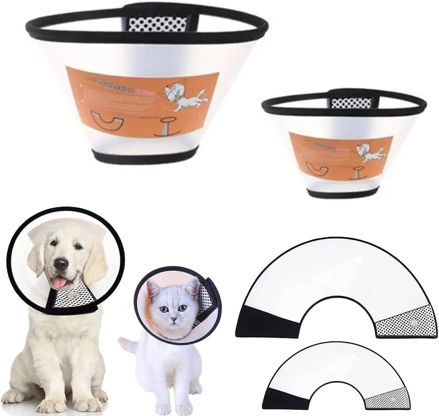 2PCS Pet Dog Cat Cone Protective Collar, Pet Cone Collar for Anti-Bite Anti-Licking Wound Healing after Surgery, Reusable Dog Recovery Collar, Adjustable Cone Collar for Medium Small Sized Cats Dogs image number 1