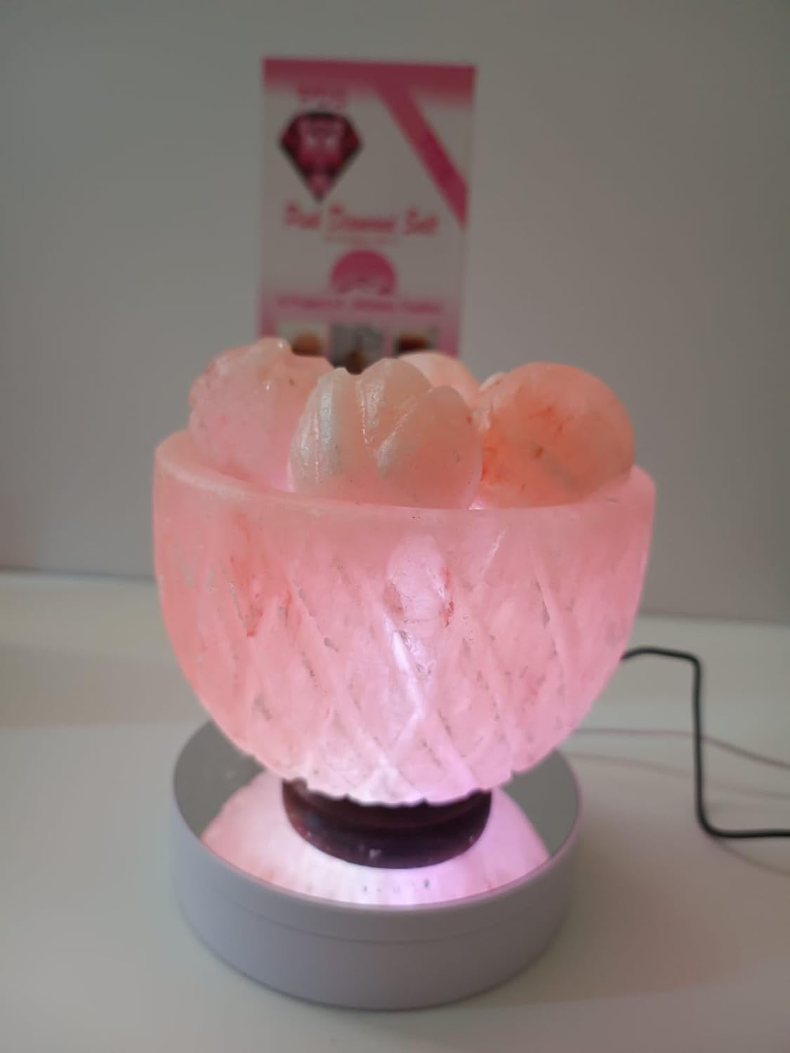 3-4 KG Himalayan Premium Multi Colour Pineappple Fire Bowl Salt Lamp 100% Authentic, Beautifully Hand Crafted Pineappple Fire Bowl Salt Lamp Comes with Complete image number 4