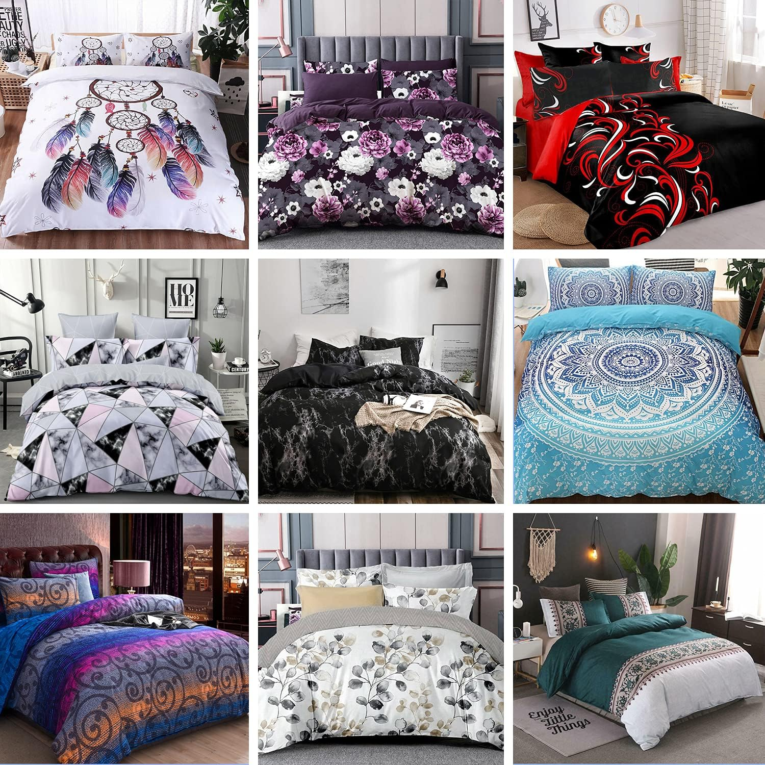New Soft Doona Duvet Quilt Cover Set - 9 Designs - 6 Sizes - Single/Ks/Double/Queen/King/Super King (9, King Single)