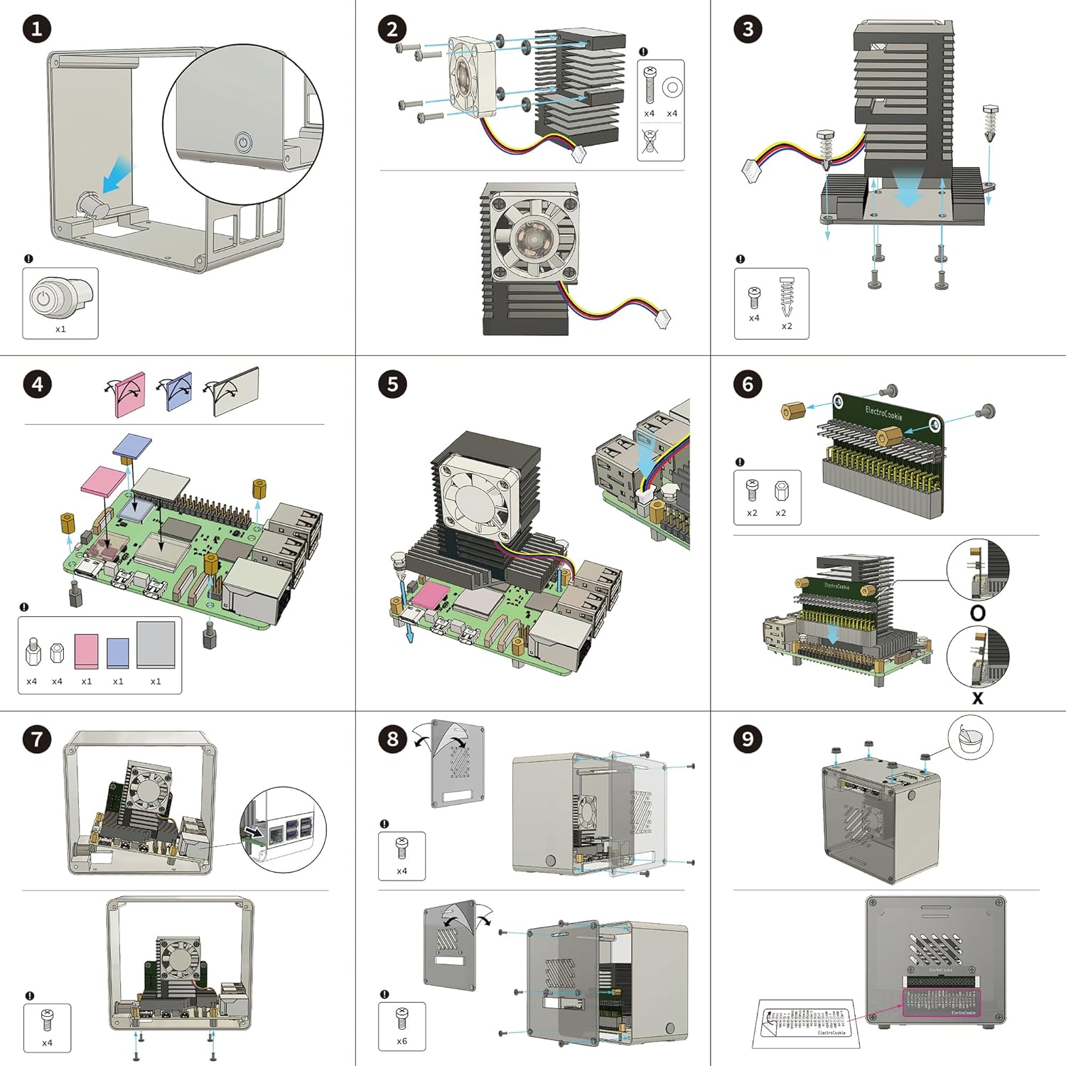 Electrocookie Raspberry Pi 5 Case, Aluminum Mini Tower Case with Cooling Fan and Color Changing Ambient Light (Silver) - 3..Navy image number 4