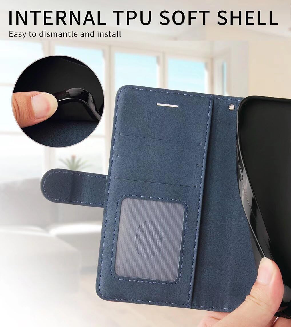 SEAHAI Case for CMF Phone 2 Pro Mobile Phone Case, Premium PU Flip Wallet Protective Case with Stand Function/Card Slot/Magnetic Shockproof Leather Flip Case - Blue - Blue image number 1