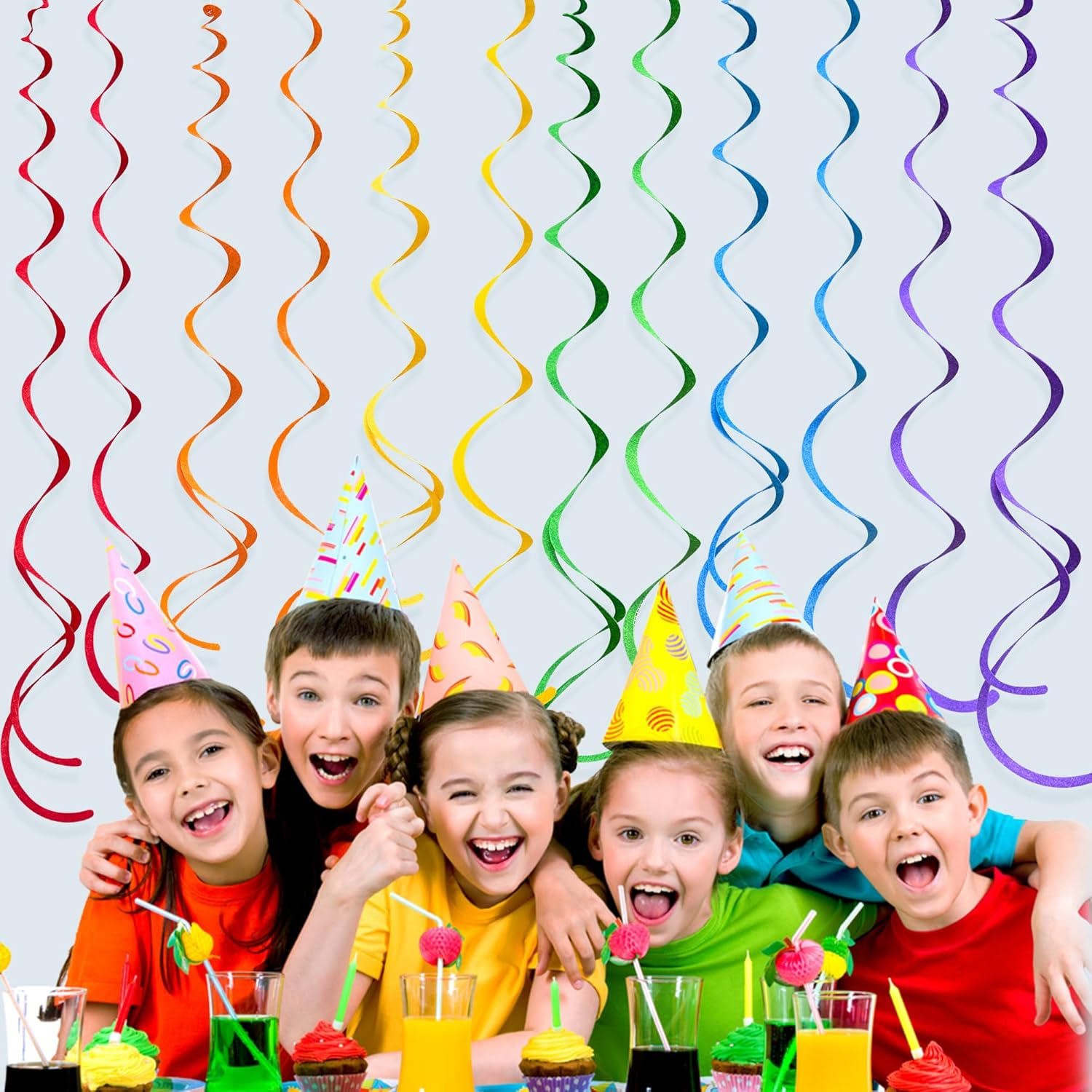 36Pcs Colorful Hanging Swirl Decorations Felt Swirl Streamer Spiral Ceiling Garland for Birthday Baby Shower Wedding Bridal Shower Rainbow Carnival Fiesta Festival Pride Party Decorations Supplies image number 2