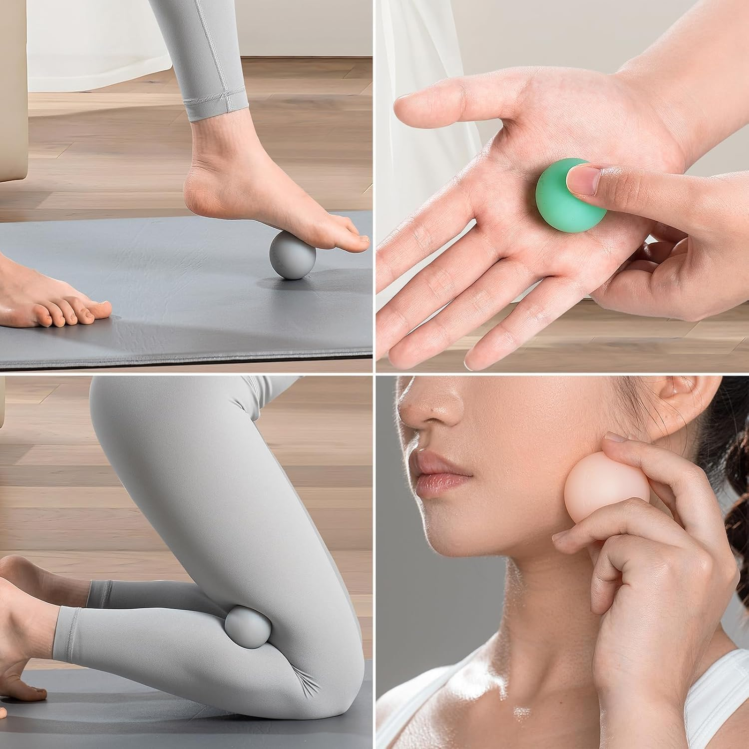 HCE Physical Massage Therapy Ball Set, Trigger Point Ball, Physical Therapy Ball for Deep Tissue, Myofascial Release, Muscle Pain Relief Ball for Back Foot Neck - Pack of 3 image number 3