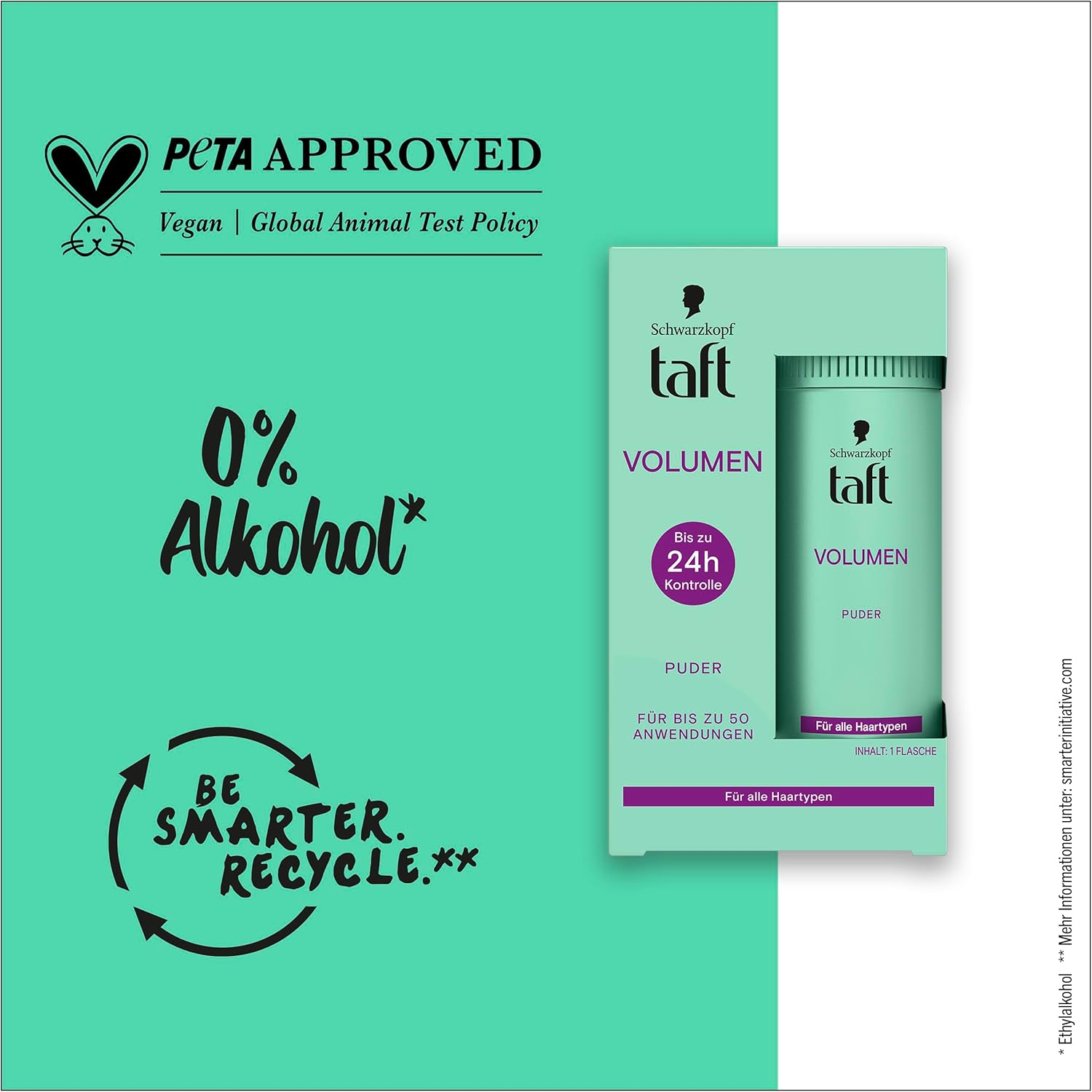 Schwarzkopf Taft Hair Styling Powder Volume (10 G), Volume Hair Powder for Fuller Looking Hair, for up to 50 Applications, Vegan Styling Powder