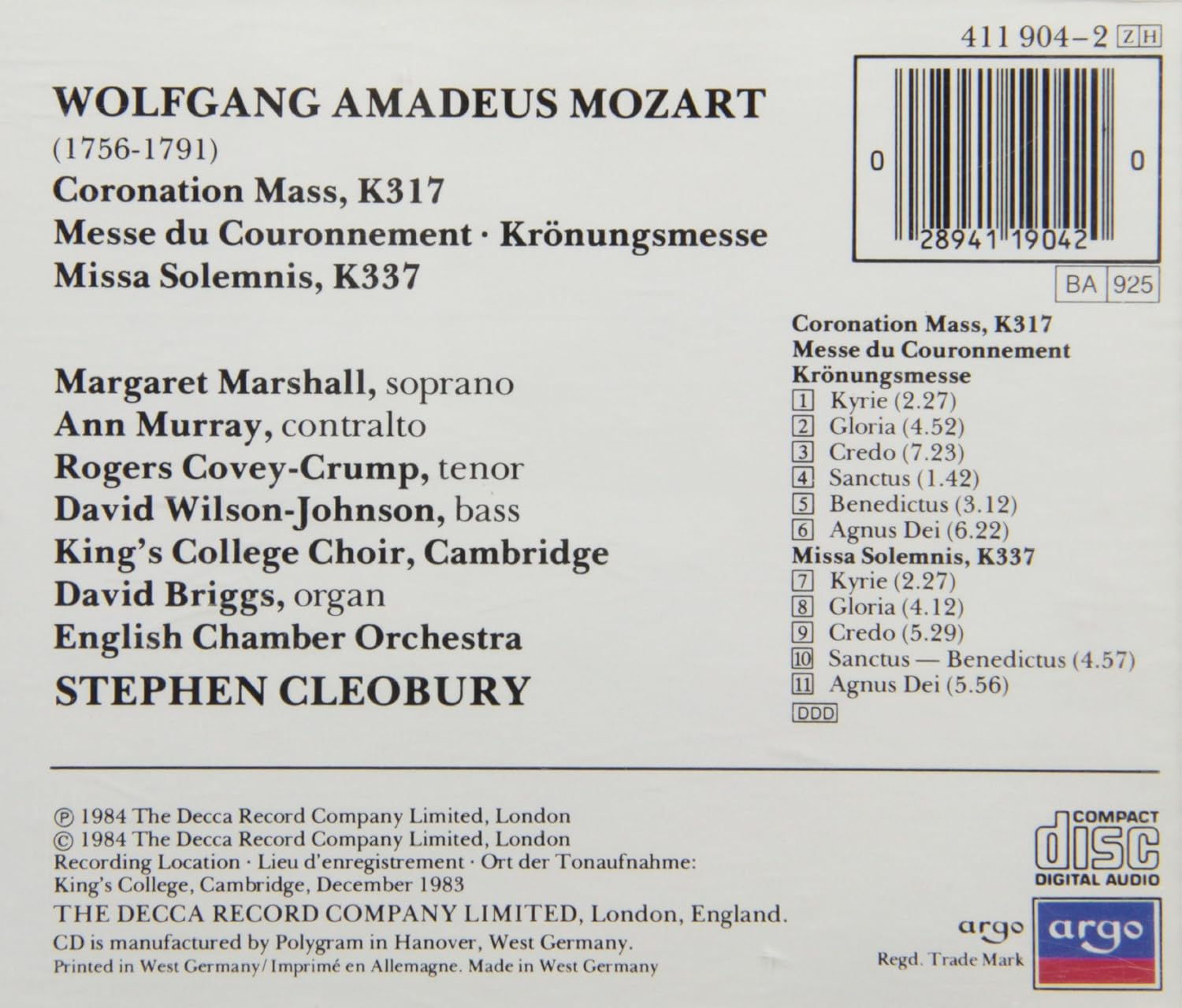 Masses K. 317 & 337 / Coronation Mass image number 1