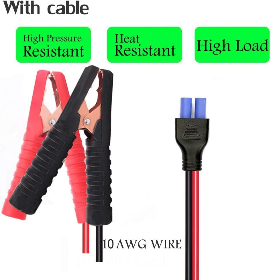 YETOR Battery Alligator Clips,10Awg Female EC5 Jump Starter Cable with Battery Clamps,Alligator Clip Clamp to EC5 Connector Extension Charging Cable for Emergency Car Jump Starter Booster.(60Cm)