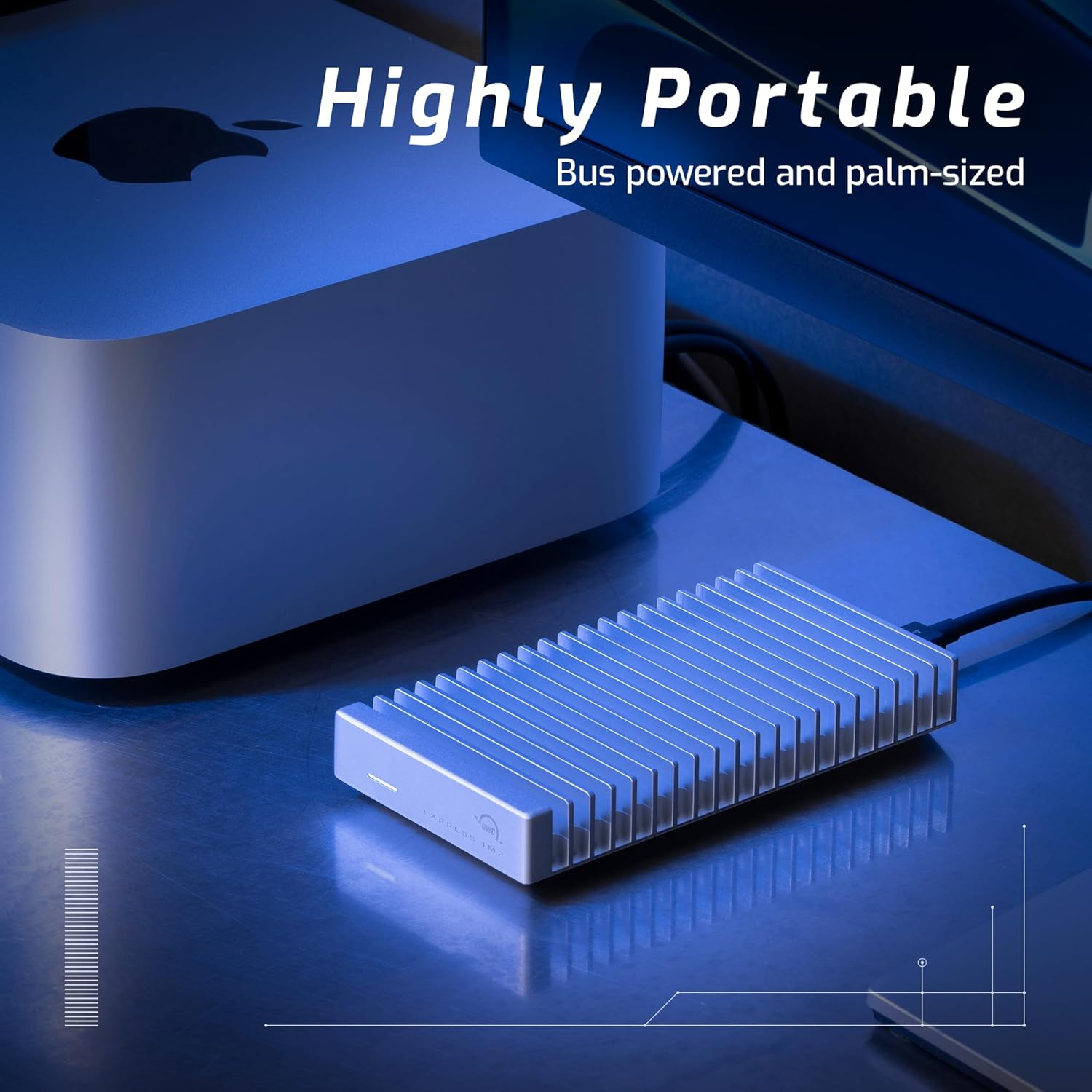 OWC 1TB 1M2 Portable Nvme Thunderbolt (USB-C) USB 4 Ultra Fast External SSD Drive with Aluminum Heatsink Enclosure image number 2