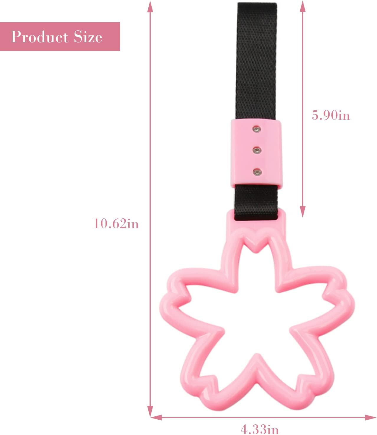 2 Pieces Car Handle Ring, Sakura Shaped Handle Hand Strap for Subway Train Bus, Car Exterior Accessories and Rear Bumper Warning Ring(Pink) image number 4