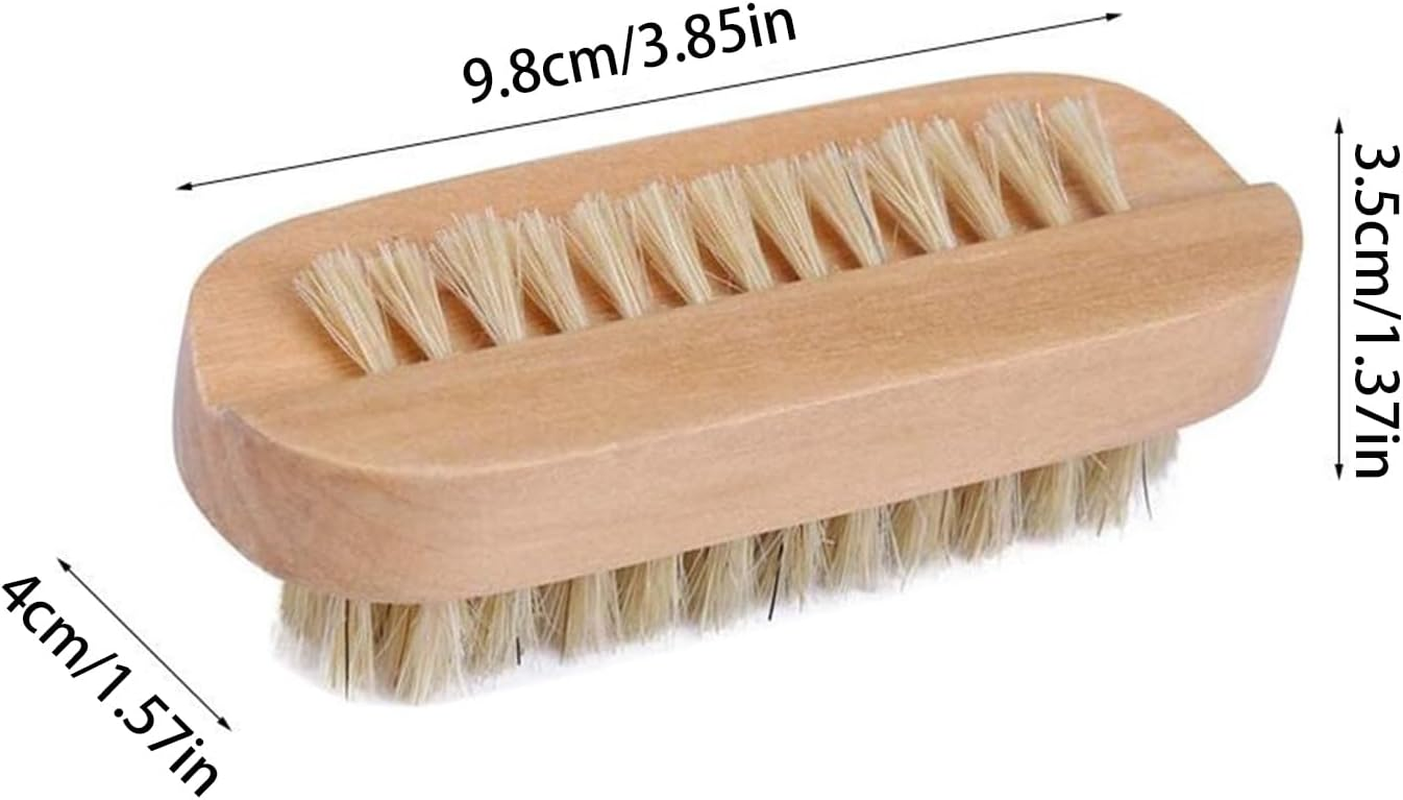 Vgvgaj Nail Cleaning Brush - 2-Sided Fingernail Cleaning Brush | Wooden Tool Boar Bristles Manicure Pedicure Scrubber for Salon Spa Center Dorm Home Bathroom Adults Elderly image number 2