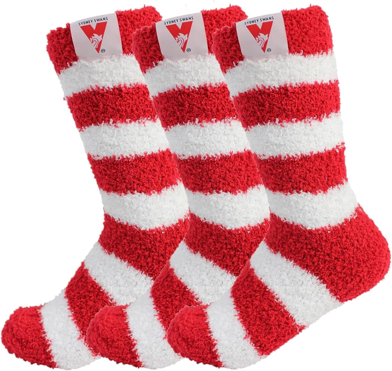 AFL Sydney Swans Comfortable Soft Feel Supporter Supporter Bed Socks 3 Pair | Australain Football League