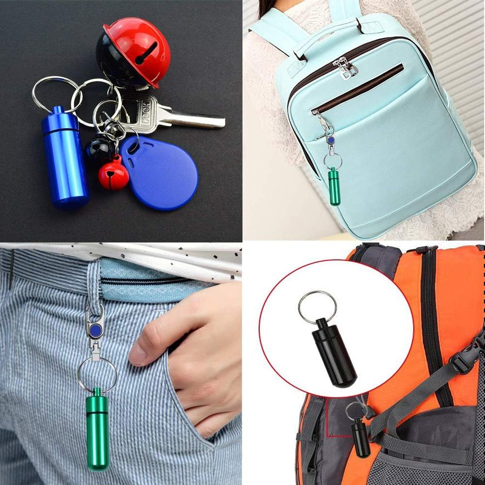 12 Pieces Aluminum Pill Box, Betterjonny 7 Colors Waterproof Portable Pill Case Bottle Container Travel Medicine Pill Holderfor Outdoor Sports image number 5