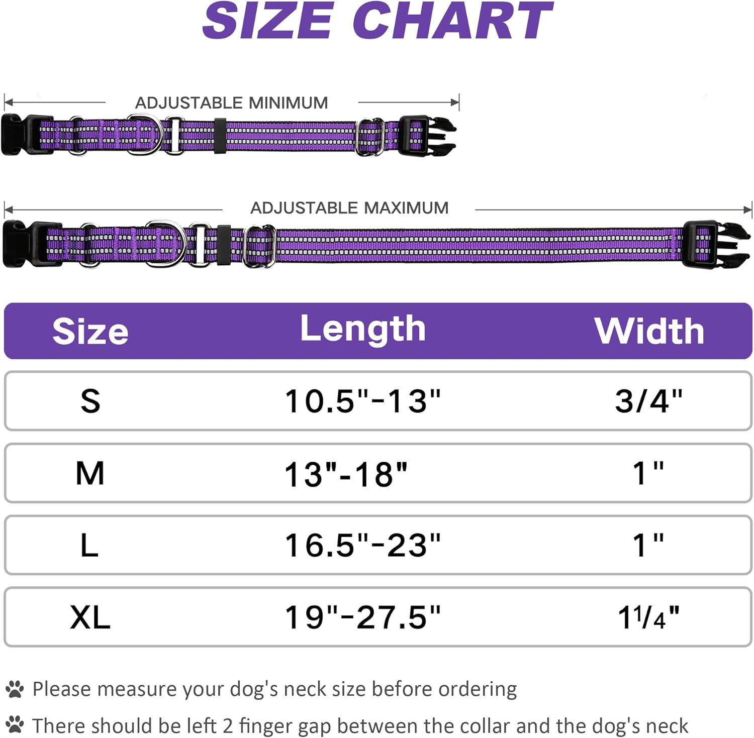 JOYEEIIOO Martingale Dog Collar, Adjustable Nylon Reflective Collar with Buckle. No Pull -For Small, Medium, Large Dogs. Prevents Slipping Out-Helps with Strong Pullers-Increase Control (Purple M)