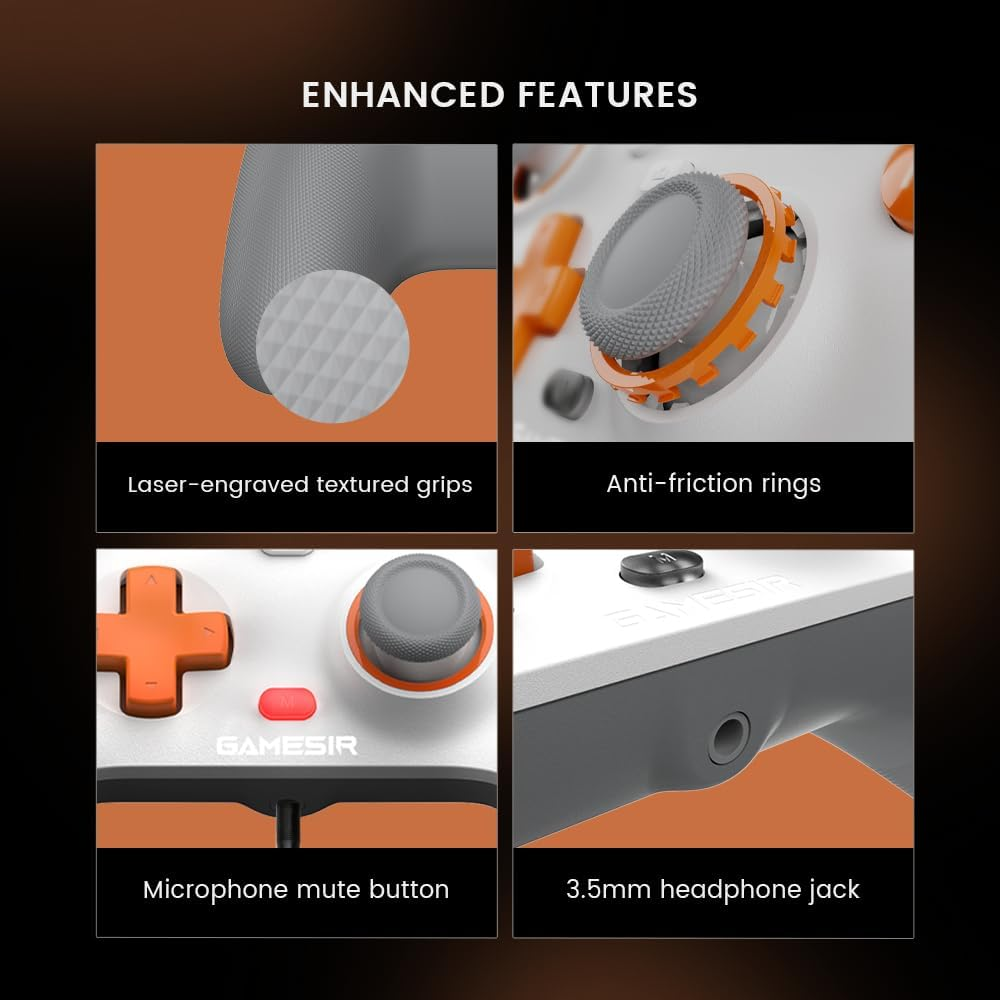 Gamesir T7 Wired Controller with Hall Effect Joysticks, Plug and Play Gaming Gamepad for Xbox Series X|S, Xbox One, Windows 10/11 & Steam, 3.5Mm Audio Jack