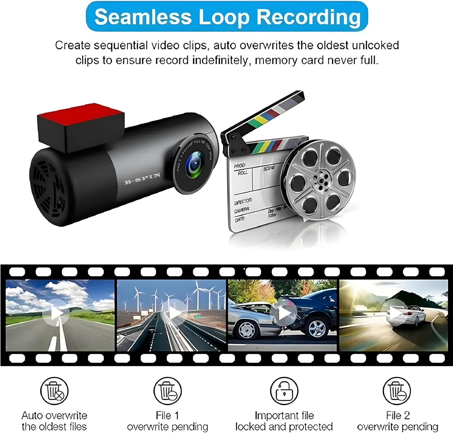 Dash Cam 1080 P Ultra HD Car DVR Front Camera with Built-In Wifi & GPS (150 Degree Wide) with 64 GB High Speed SD Card Free (Maximum Support 128 GB) 24 Hour Monitoring/Night Vision/G-Sensor image number 2