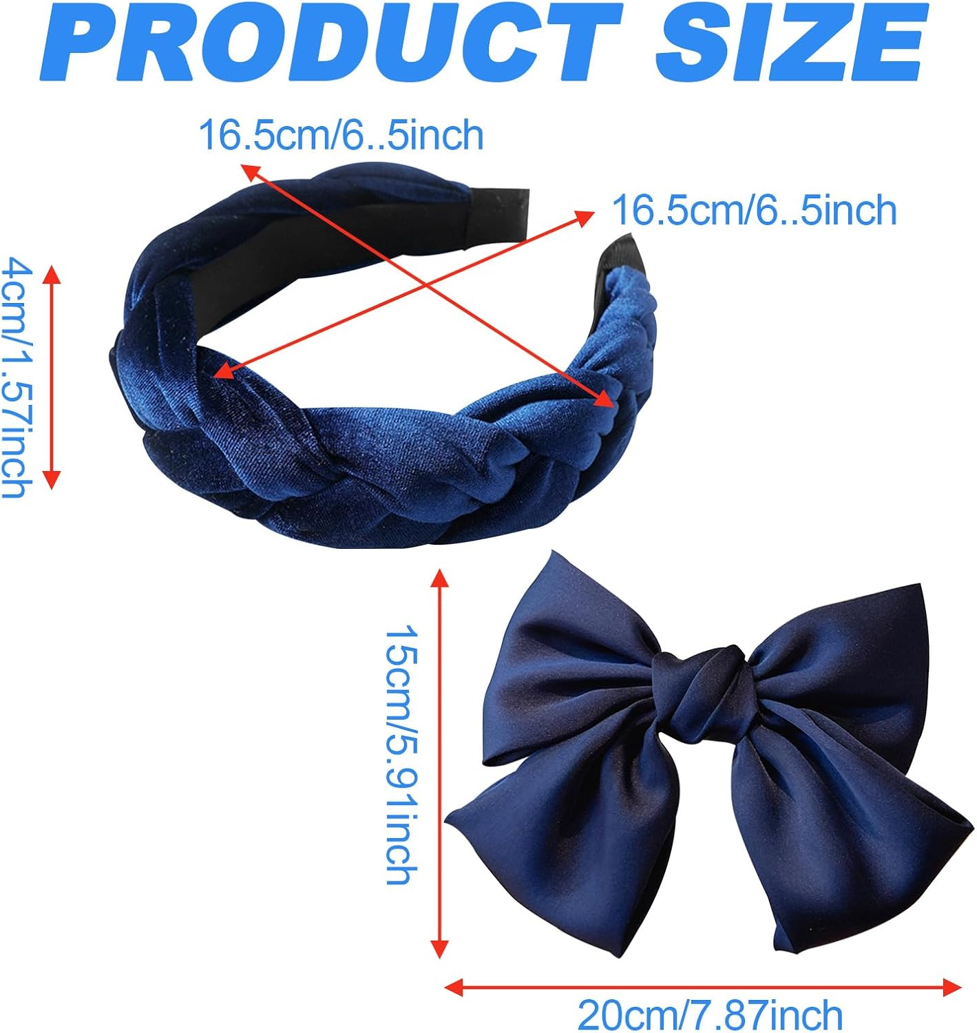 FOSDICK Braided Headband Velvet Hair Bands for Women, Navy Headband, Hair Hoop, Twist Head Band, Headbands for Women, Vintage Hair Band Women'S Fashion Headbands, Hair Accessories for Girl Women image number 1