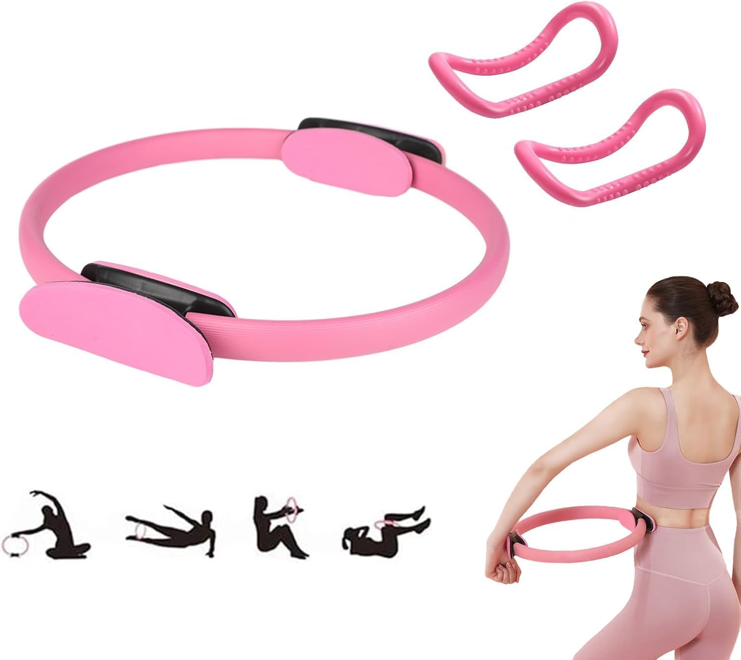 METOY Yoga Pilates Stretch Ring Set,Fitness Shaping Training Circle, Pilates Ring 14 Inch for Thigh Workout,Inner Thigh Exercise Equipment for Women, Pilates Equipment Thigh Master,For Home/Gym image number 2