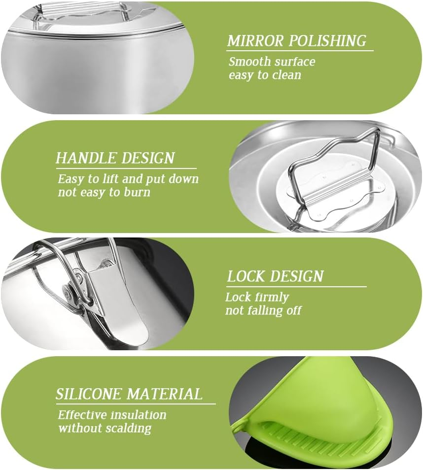 Fruit Pie Pan Set with Lid, Stainless Steel Pie Mold, Multi-Function Instant Pot with Lid, Cake Fruit Pie Mold, Egg Tart Pan, Suitable for Home, Kitchen, Restaurant, Cake Shop image number 3