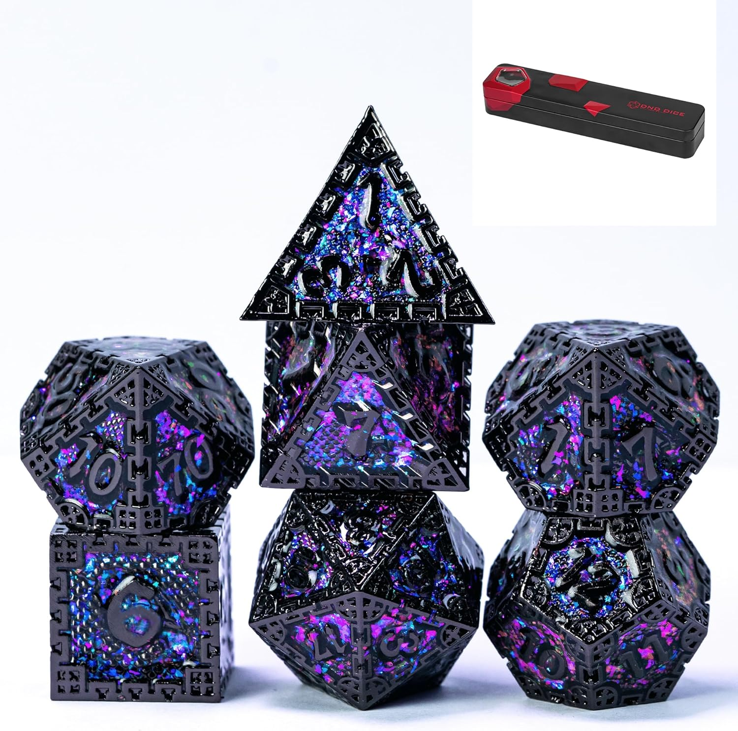 UDIXI Steampunk Style Metal Dice Set 7 Die Polyhedral DND Dice Set D&D Dice for Dungeons and Dragons Role Playing Game and Math Teaching (Ancient Bronze) image number 5