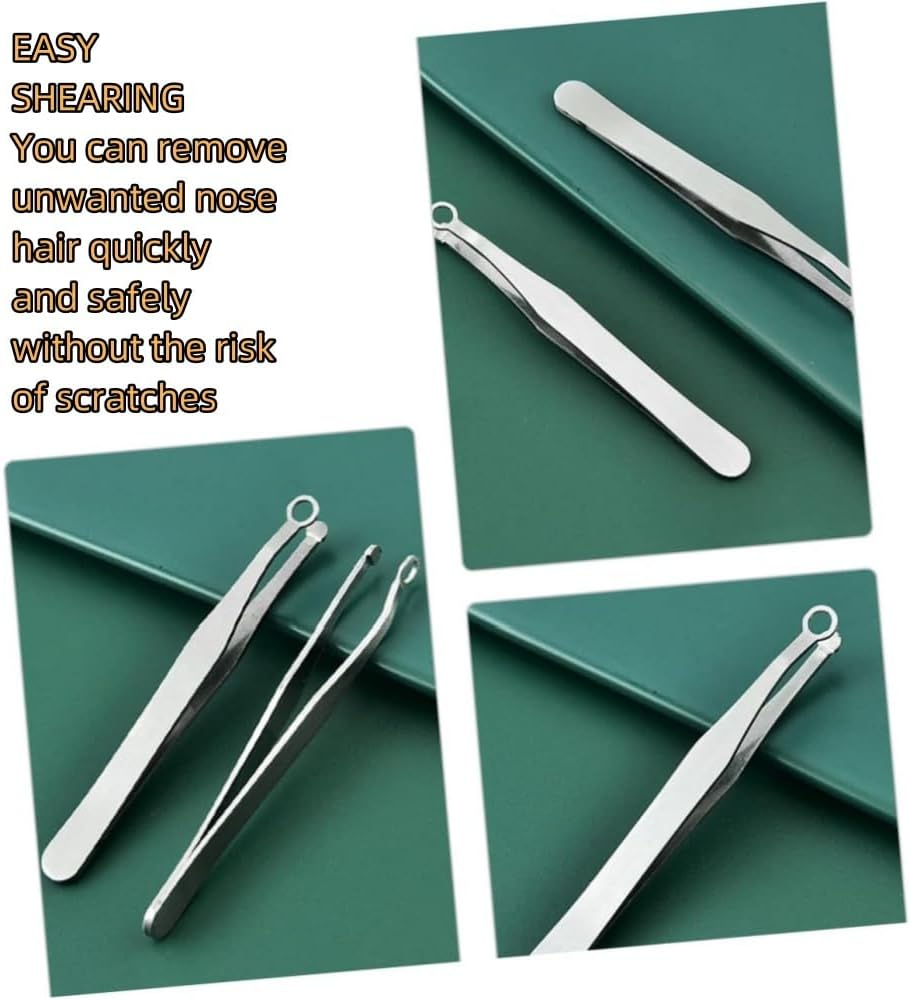 HIDOSNG Universal Nose Hair Trimming Tweezers Stainless Steel Tweezers Eyebrow Clippers Trimmer Friendly round Tip No Mirror Needed Easy Cut for Noses Sideburns Brow Body (1Pcs+Black Leather Case)