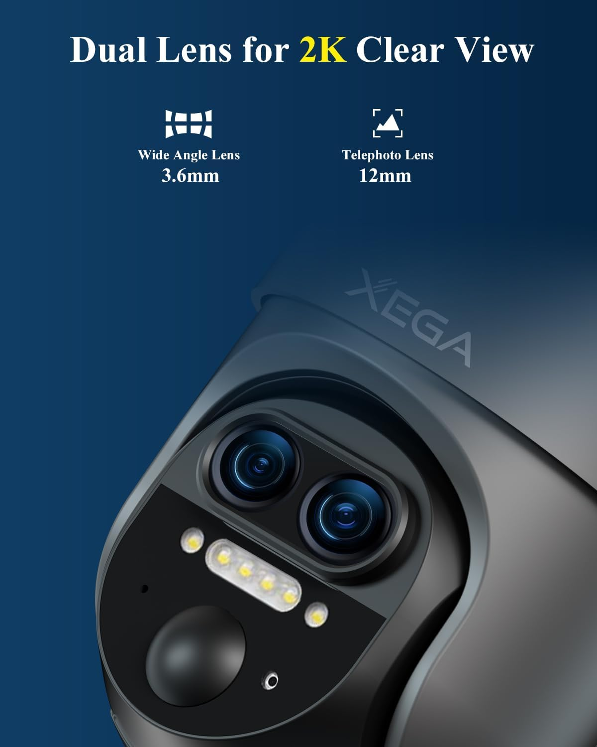 Xega 4G LTE 【Dual Lens】 12X Hybrid Zoom Wireless CCTV Security Camera Outdoor,2K 【Dual-Lens】 PTZ Solar Security Camera with 10,400Mah Battery, Pir/Human Detection,Color Night Vision,Two-Way Talk,Ip66 image number 4