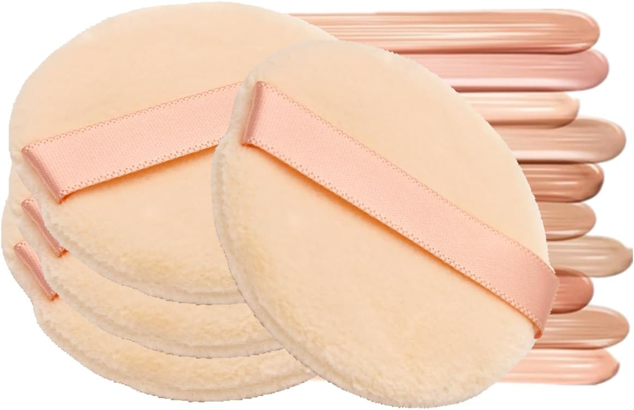 Ksvsonrvi Powder Puffs Set, 4PCS round Flocking Makeup Powder Puffs 2.16 Inches Replacement with Storage Box image number 6