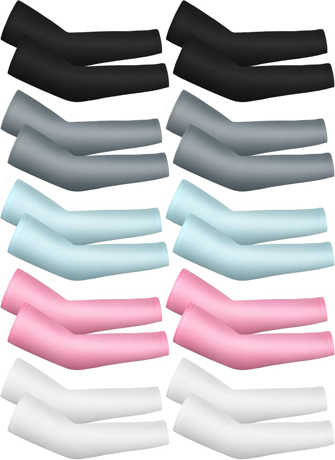 Xuhal 10 Pairs Arm Sleeves for Kids Arm Compression Sleeves Baseball Sleeve UV Sun Protection Cooling Sleeves
