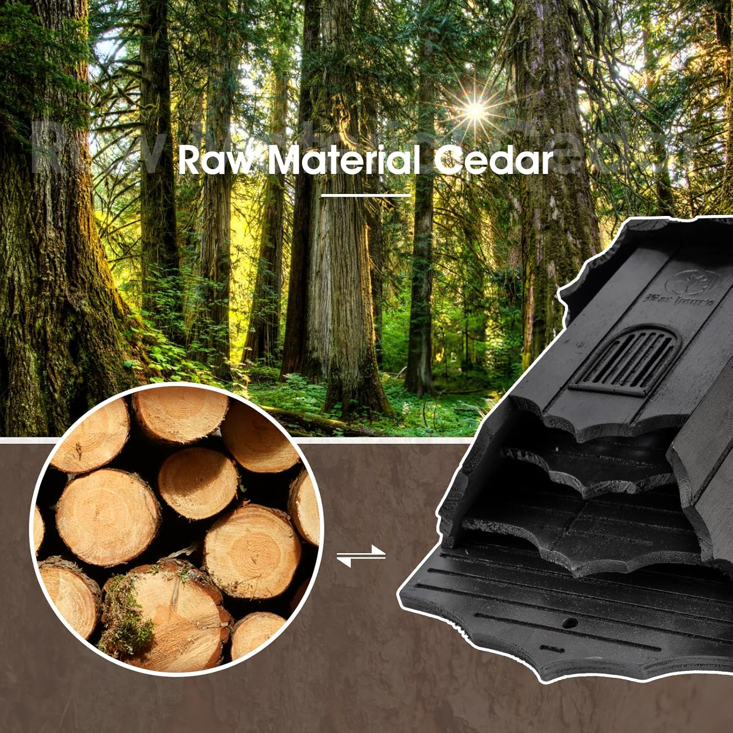 Wooden Castle Bat Houses for outside Bat Box for Outdoors - Large Three Chamber Box Perfectly Designed to Attract Bats - Durable and Easy to Hang(Bat House Ⅰ Black) image number 5