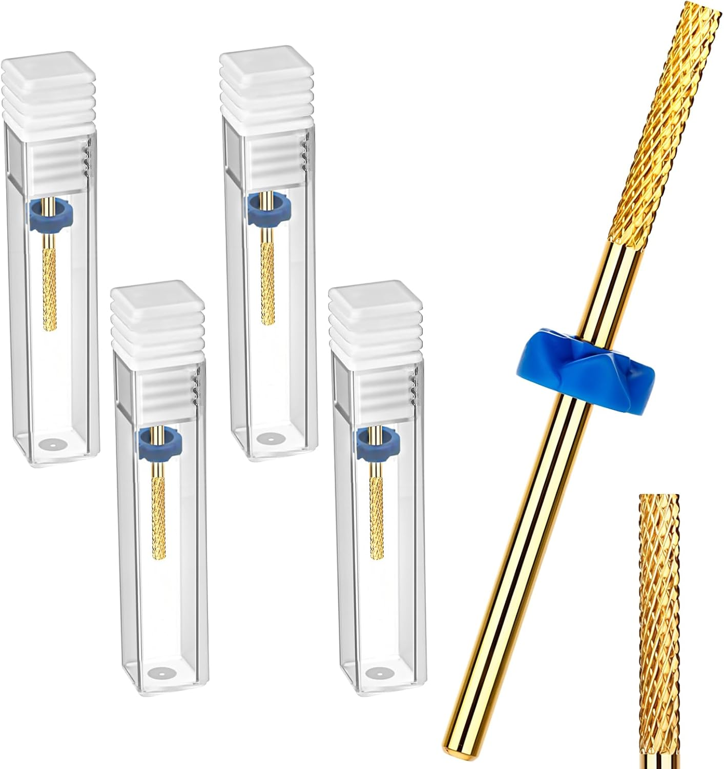 KFHENSOMR 4Pcs Cuticle Cleaner Bit Electric Nail Drill Bits Grit Carbide Cuticle Remover Bit Dead Skin Clean Pedicure Needle Bits for Electric Nail File Buffer Nails Drill image number 1