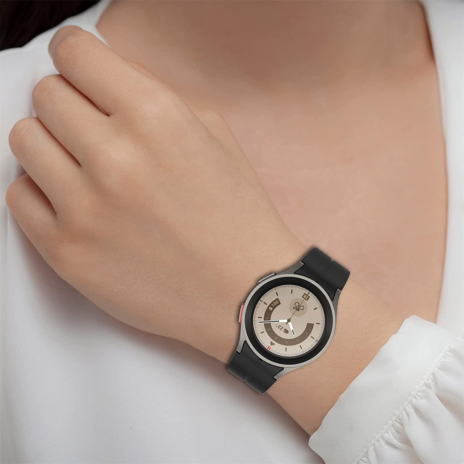 Magnetic for Samsung Galaxy Watch 6/5/4 Band 40Mm 44Mm/Galaxy Watch 6 Classic Bands 47Mm 43Mm/Watch 4 Classic 46Mm 42Mm Women/Men,Silicone Strap for Samsung Watch 5 Pro 45Mm,No Gap D Buckle Wristband image number 2