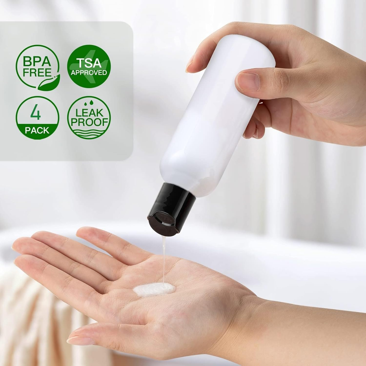 3.4 Oz Travel Bottles for Toiletries, Empty Travel Size Containers Tsa Approved, Small Plastic Shampoo Bottles with Labels and Transparent Storage Bag 4/5 Pcs 100Ml, Clear (4 Pcs Clear)