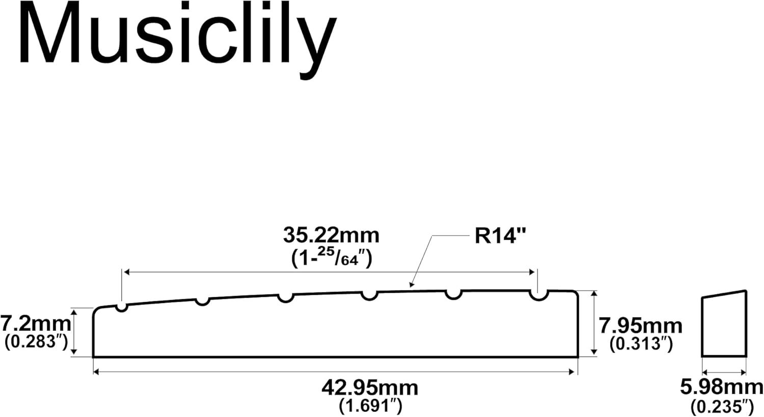 Musiclily Pro 42.95Mm Flat Bottom Slotted Electric and Acoustic Guitar Bone Nut for 6-String Ibanez and PRS, Ivory (Set of 2)