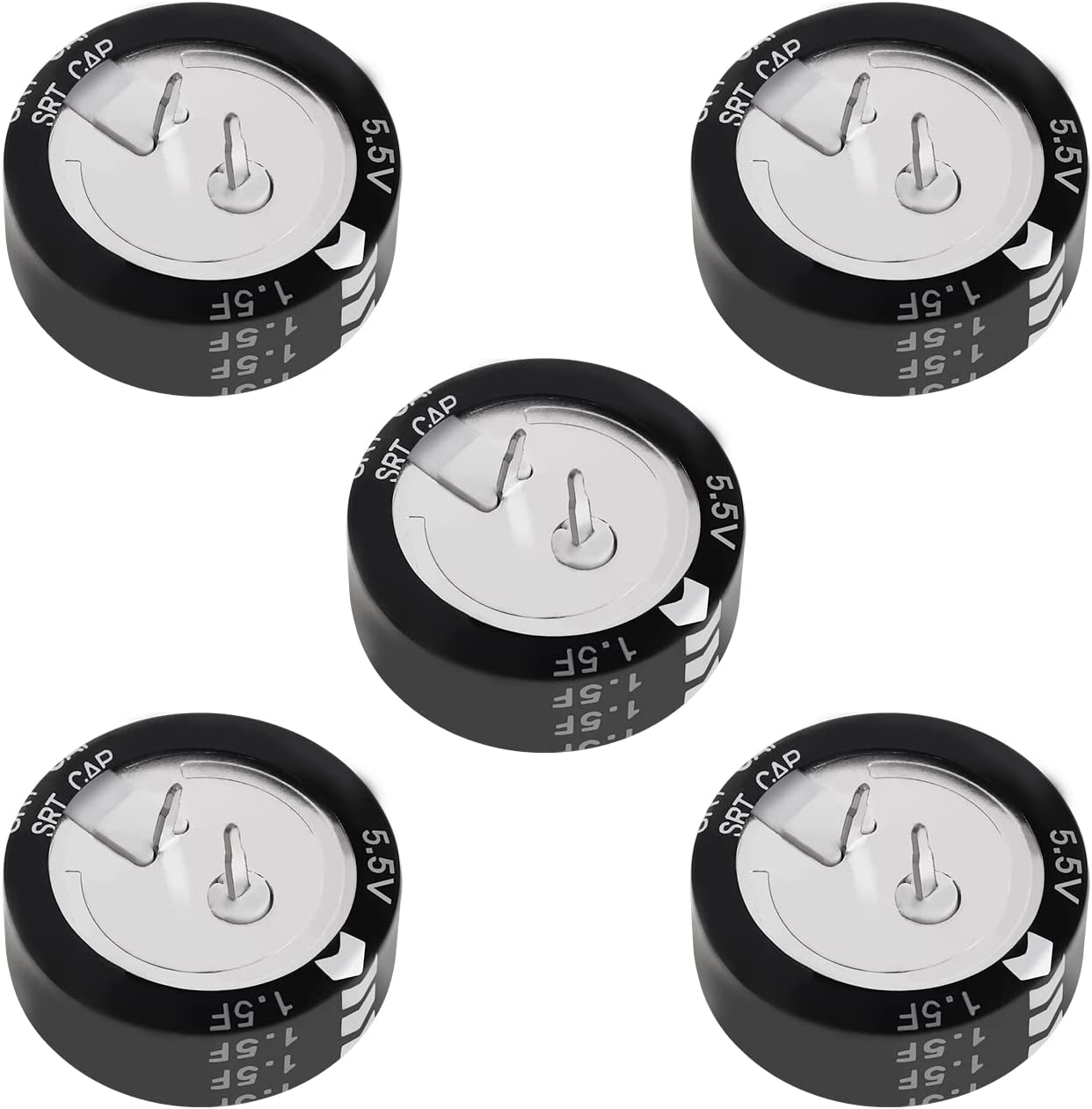 Emagtech 5PCS Super Capacitor 5.5V 1.5F C-Type Button Capacitor High Energy Low Resistance High Consistency for Consumer Electronics Toys image number 5
