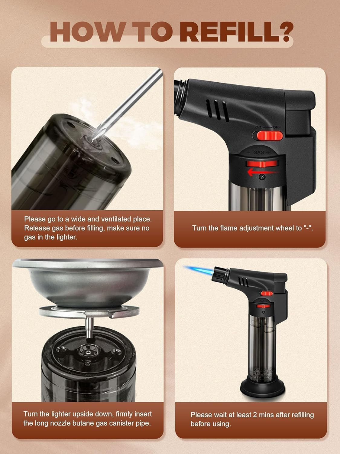 5 Pack Torch Lighters Butane with Safety Lock,Powerful Windproof Jet Flame, Butane Gas Refill,Torch Lighter Multi Utility Mini Gas Lighter Blow Torch Lighters for Candle Fireplace Camping Grill BBQ image number 3