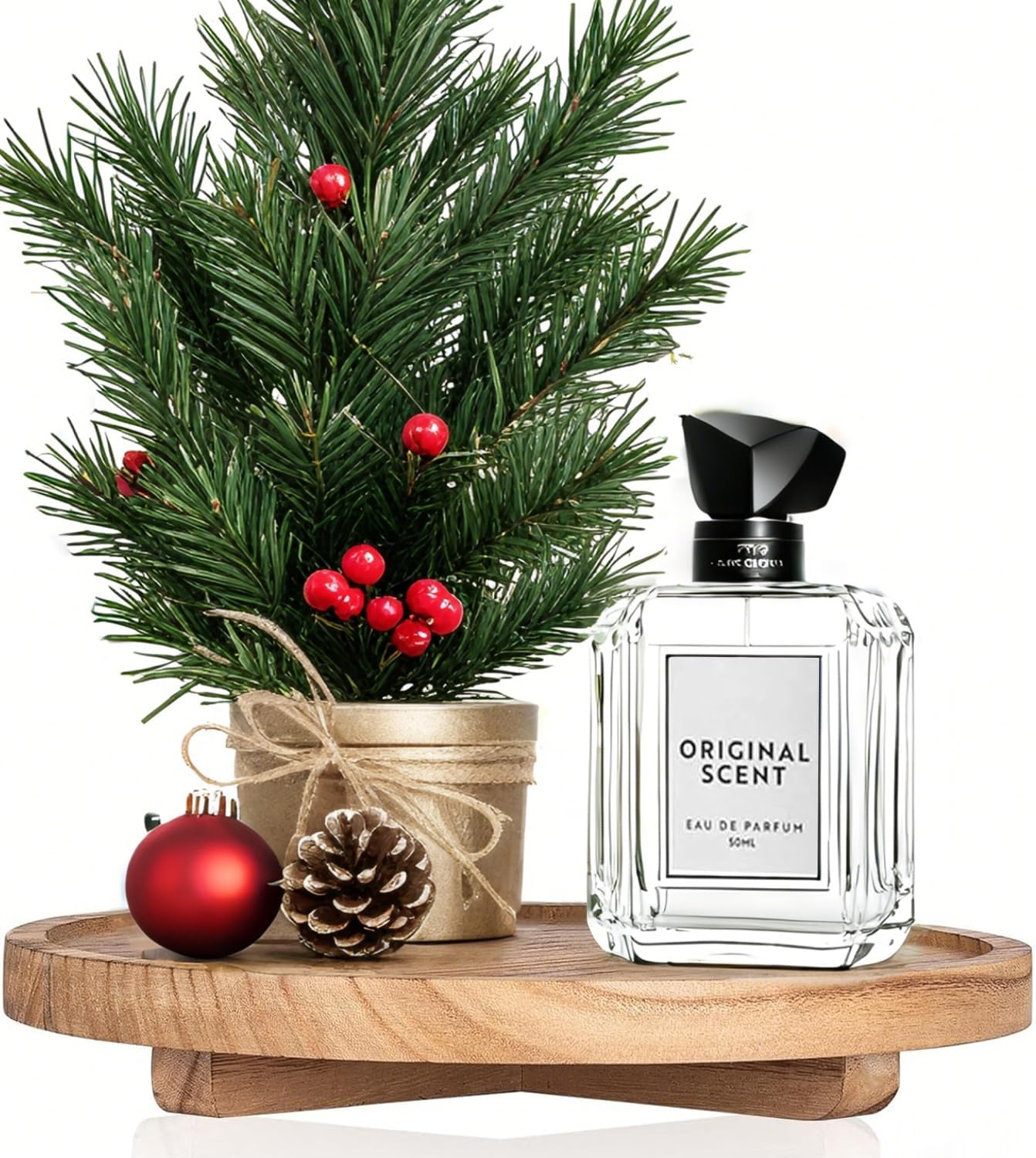 Delsol round Decorative Tray Wood Kitchen Counter Organizer,Farmhouse Bathroom Home Decor,Rustic Trays for Dinning Table Candle Holder-10Inch image number 3