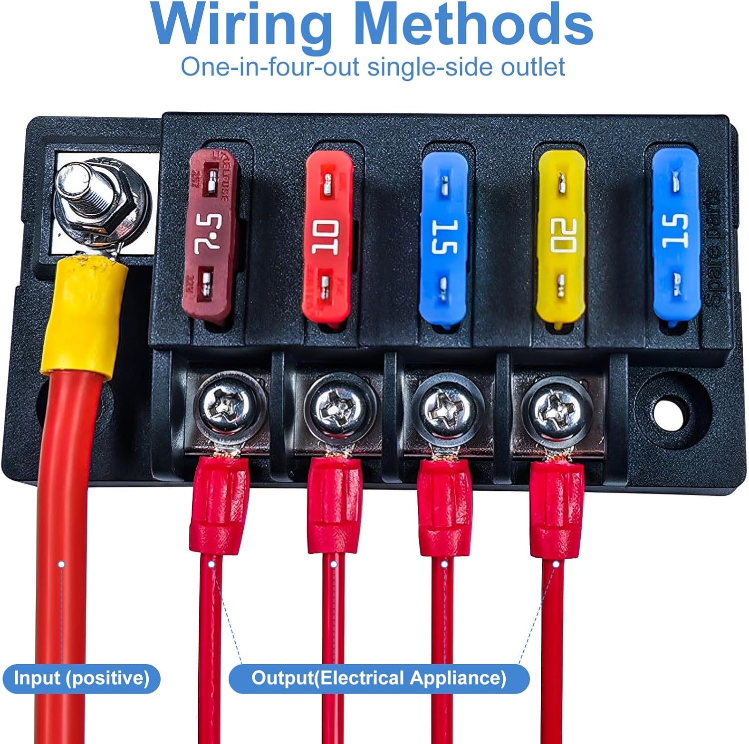 12V Fuse Block, Blade Fuse Box Holder with LED Indicator Waterproof Cover, Dust-Proof Fuse Box Holder, Safe Compact Car Marine Fuse Panel for Car Automotive Boat RV (4-Way) image number 5