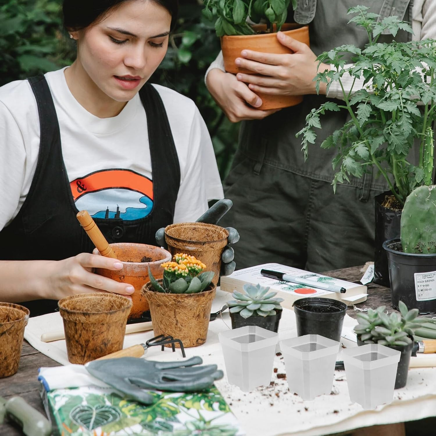 HANABASS 20Pcs Nursery Pots for and Plants Drainage for Optimal Growth and Lightweight for Indoor and Outdoor Gardening image number 4