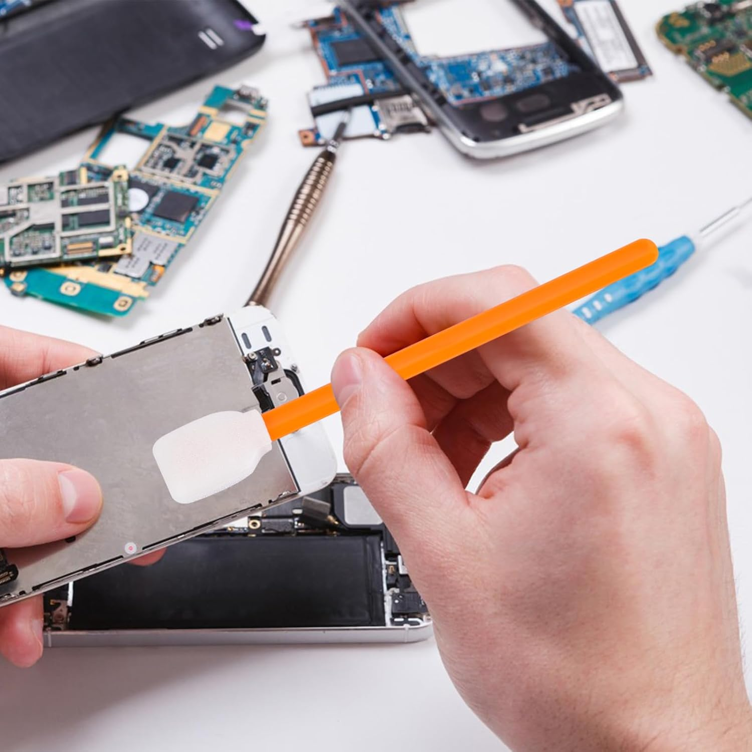 MIDELONG Foam Cleaning Swabs, 5.11" Square Rectangle Cleaning Swab Foam Tips Sponge Sticks for Electronics Camera Optical Lens Inkjet Printers Print Head Optical Equipment, Pack of 30 image number 2