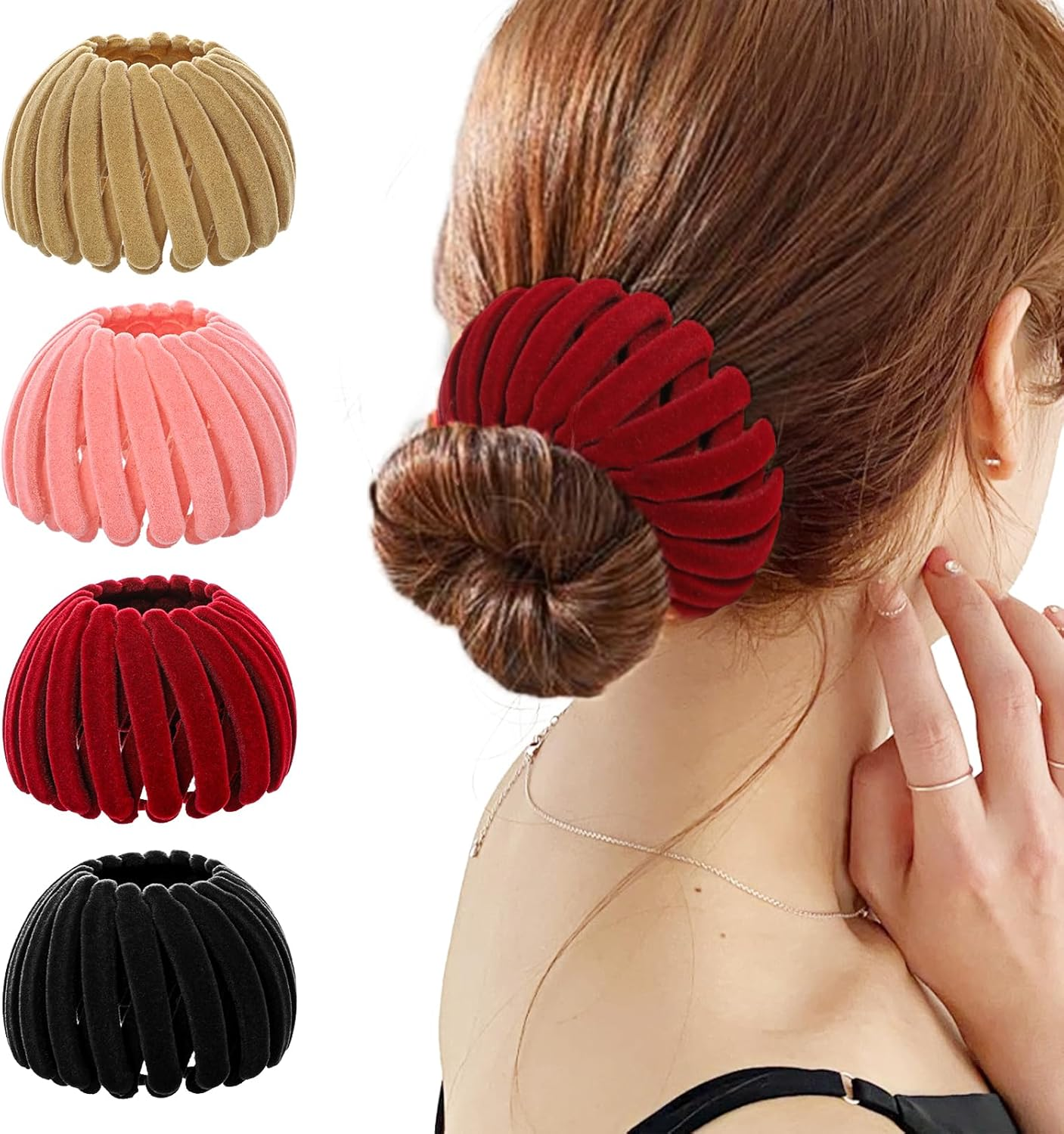 Oruola 4Pcs Bird Nest Hair Clip,Expandable Birds Nest Hair Clip for Women and Girls,Velvet Fabric Hair Nest for Women, Anti-Skid Design, Compatible with Thin and Thick Hair image number 2