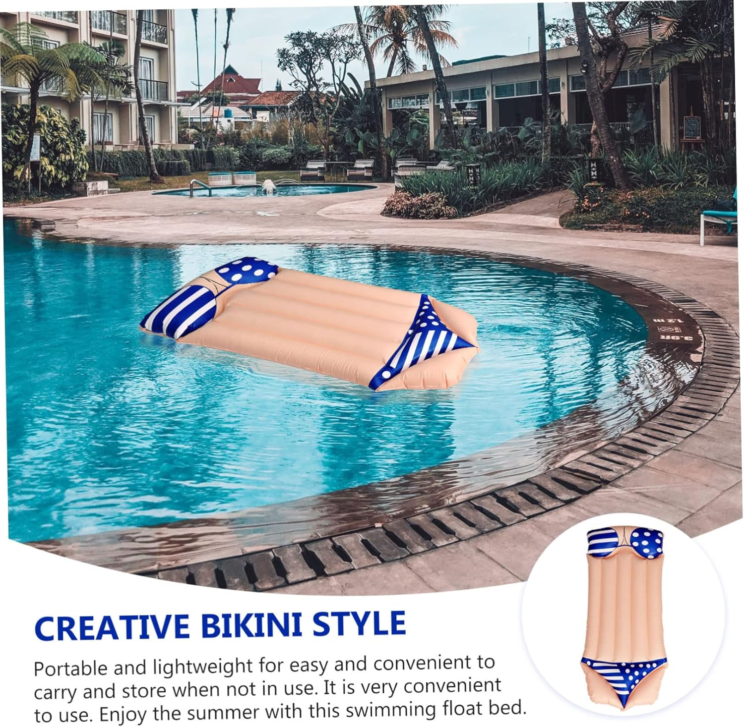 Ibasenice Inflatable Floating Bed for Swimming Bikini Style Swimming Mat Inflatable Swim Bed for Pool Relaxation Floating Cushion for Adults Use as in Pool image number 5