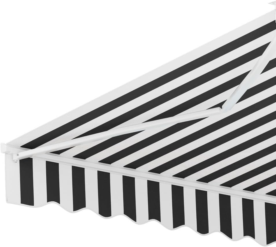 Instahut Retractable Folding Arm Awning Manual Sunshade 3Mx2.5M Grey White