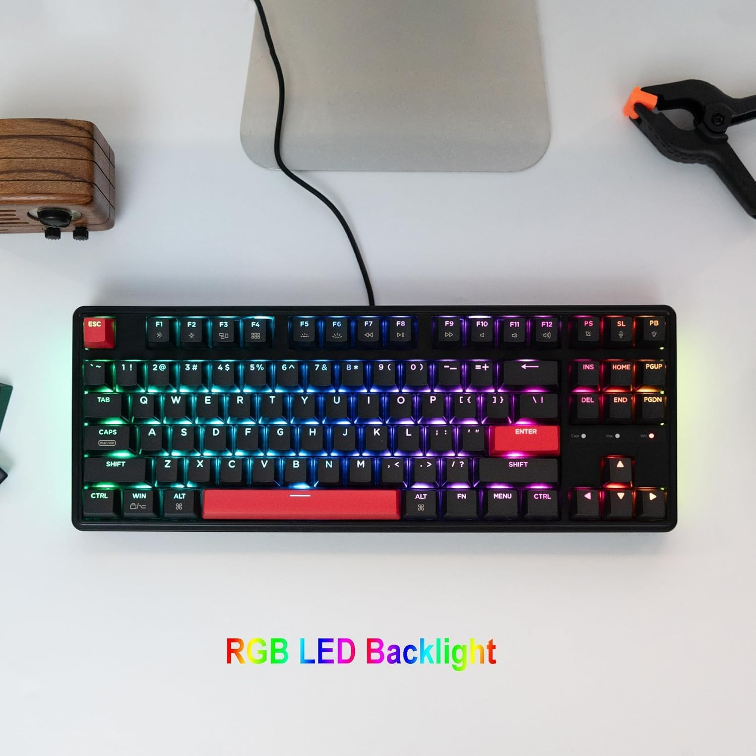 Keychron C3 Pro QMK/VIA Custom Mechanical Keyboard, Hot Swappable Programmable 87 Keys Compact TKL Layout Gasket Mount, RGB Backlight Wired Gaming Keyboard with Brown Switches for Mac/Windows/Linux - Brown Switch image number 2