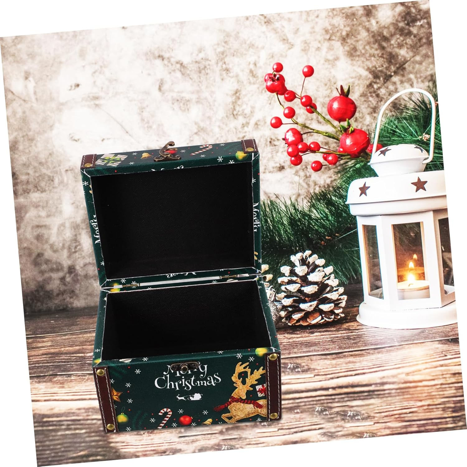 MAGICLULU Wooden Storage Box Christmas Style Candy Box Vintage Style for Christmas Party Favor
