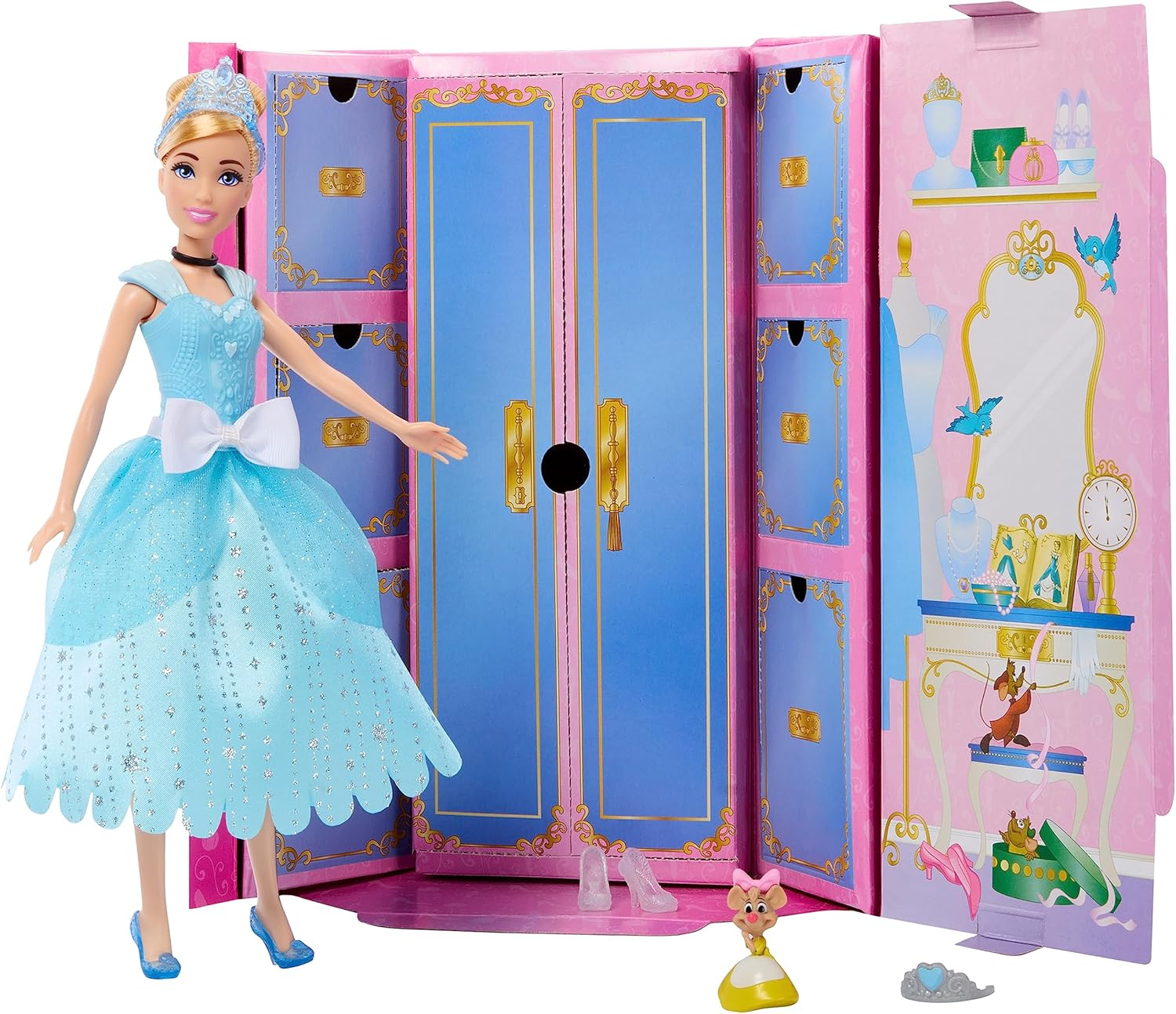 Mattel Disney Princess Toys, Cinderella Fashion Doll and Friend with 12 Surprise Fashions and Accessories, Inspired by the Disney Movie, Gifts for Kids