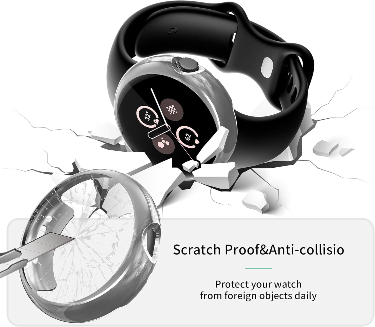 Diruite Pack of 3 Case for Google Pixel Watch Protective Case, Soft TPU Slim Shockproof Plated Screen Protector for Google Pixel Watch Smartwatch Frame Case [Drop Resistant] image number 3