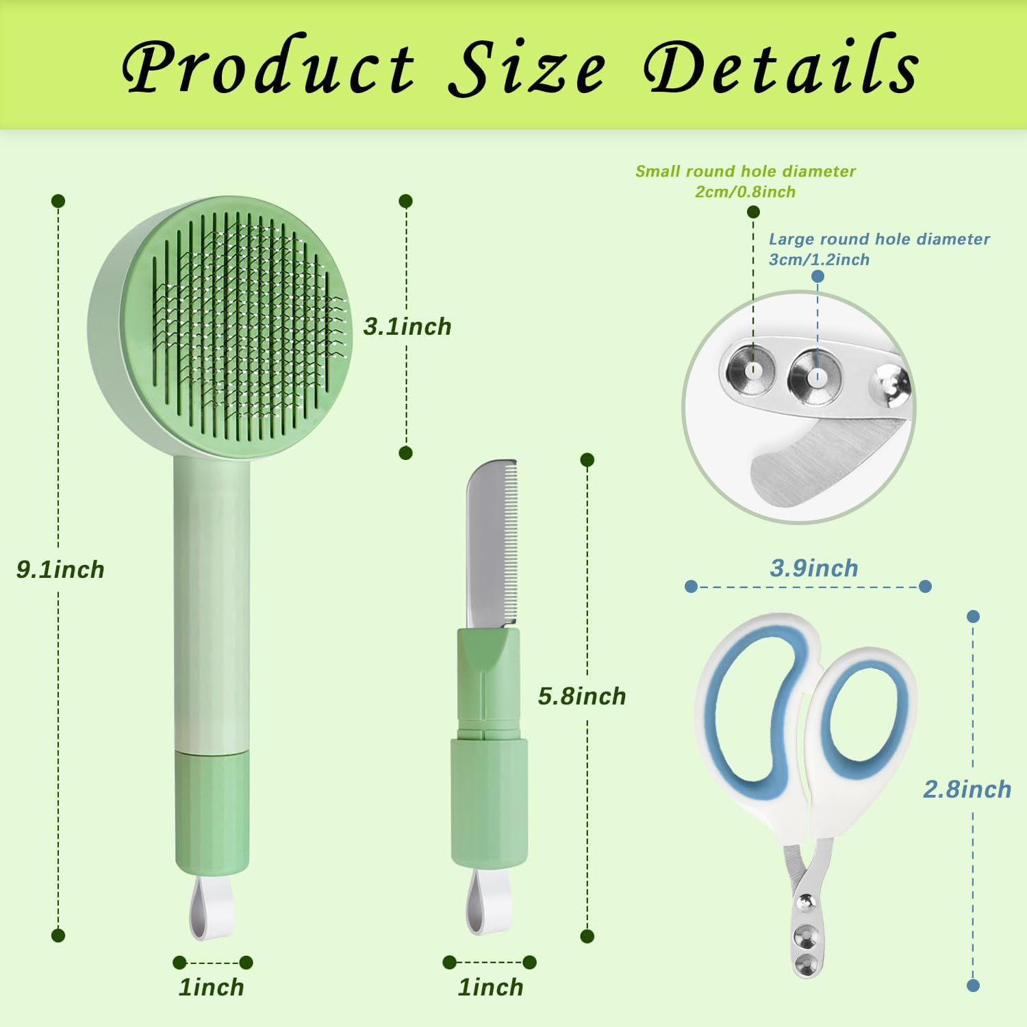 Cat Brush for Shedding with Pet Nail Clippers, 3 in 1 Cat Grooming Brush Set, Self Cleaning Cat Grooming Shedding Brush Suitable for Long & Short Haired Cats Dogs (With Pet Nail Clippers) image number 1