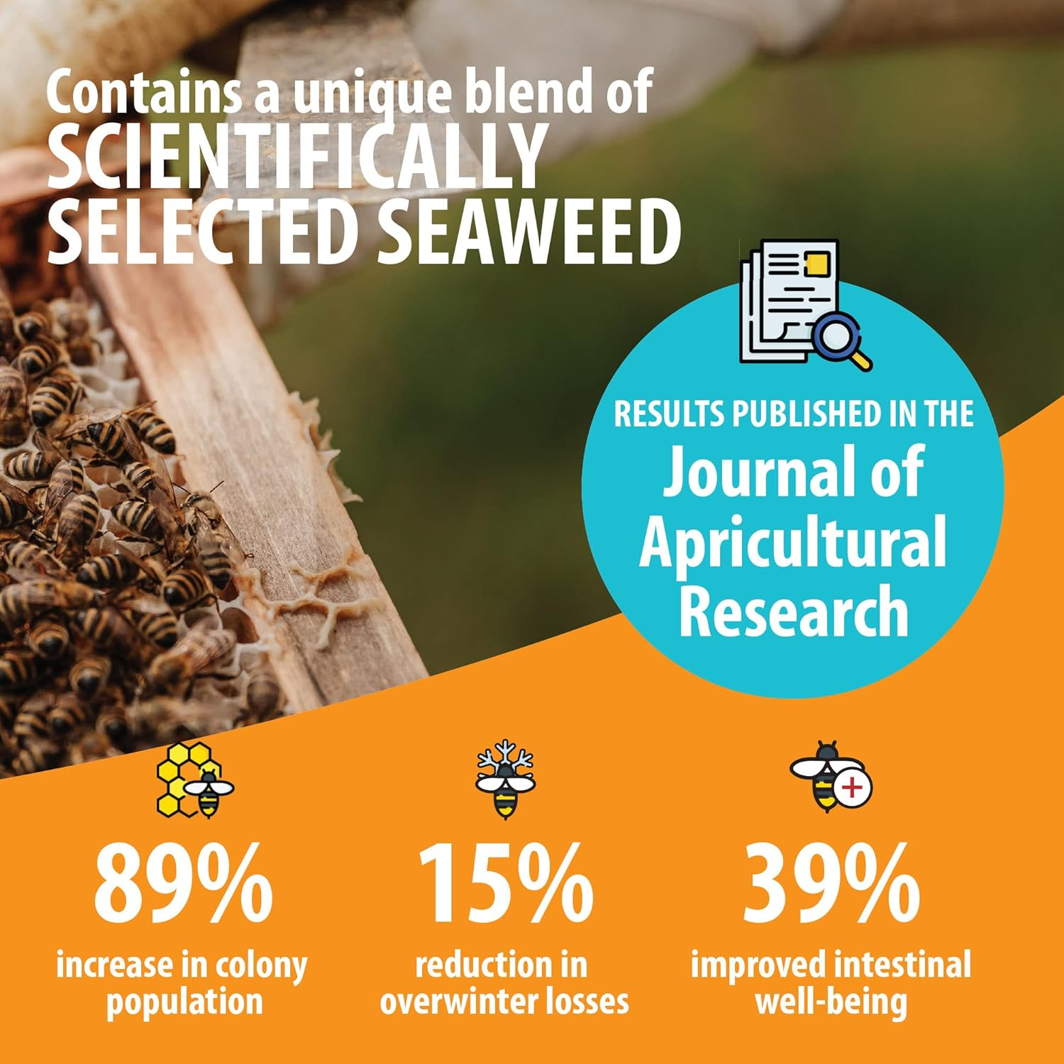 HIVE Alive Bee Feed Supplement - Honey Bee Liquid Food Stimulant - Beekeeping Fall Spring Feeding Enhancer &ndash; Lowers Winter Mortality, Boost Gut Health, Colony Size - 100 Ml, 10 Hives