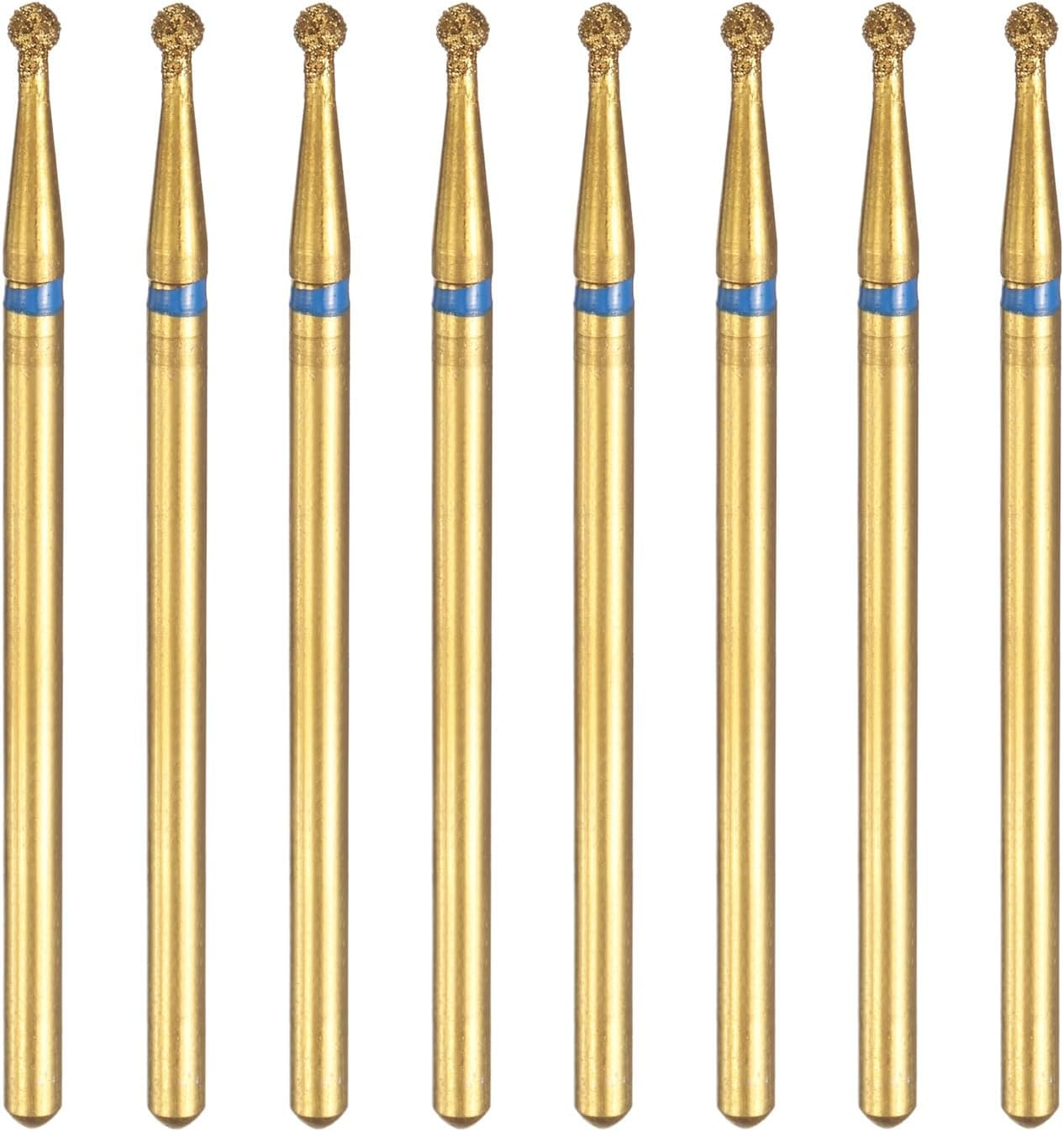 Sourcing Map 8Pcs 120-140 Grits Diamond Grinding Bit 2Mm Ball Head 2.35Mm Shank 2Mm Length Titanium Plated Stone Sanding Drill Bits Rotary Tool for Nails Grinding Polishing image number 3